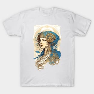 Steampunk Golden Woman 3 - A fusion of old and new technology T-Shirt